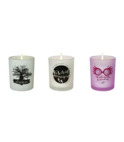 Set de 3 Velas en Vaso de Vidrio - Harry Potter